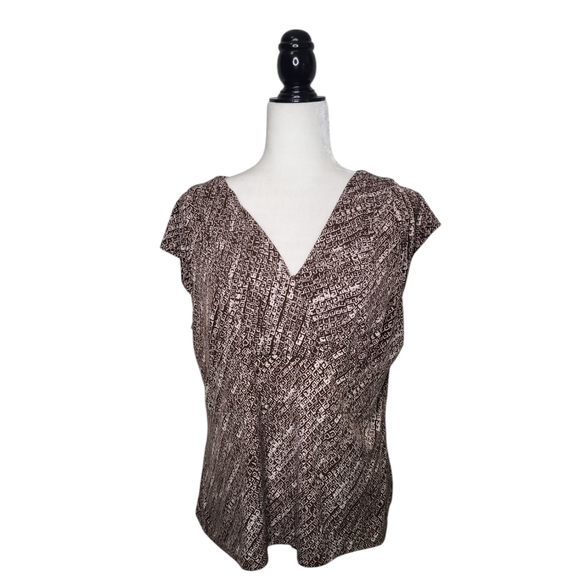 Liz & Co. Women's Top Size XL Pullover Short Sleeve Stretchy Brown - Picture 1 of 8